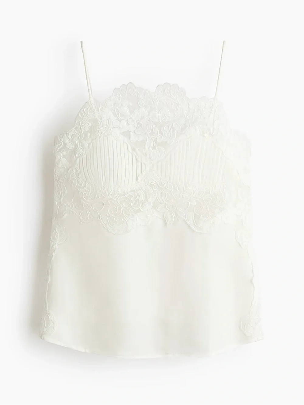 H&M STUDIO COLLECTION SPRING 2026 NWT WHITE LINEN-BLEND LACE-DETAIL TOP - Picture 8 of 13